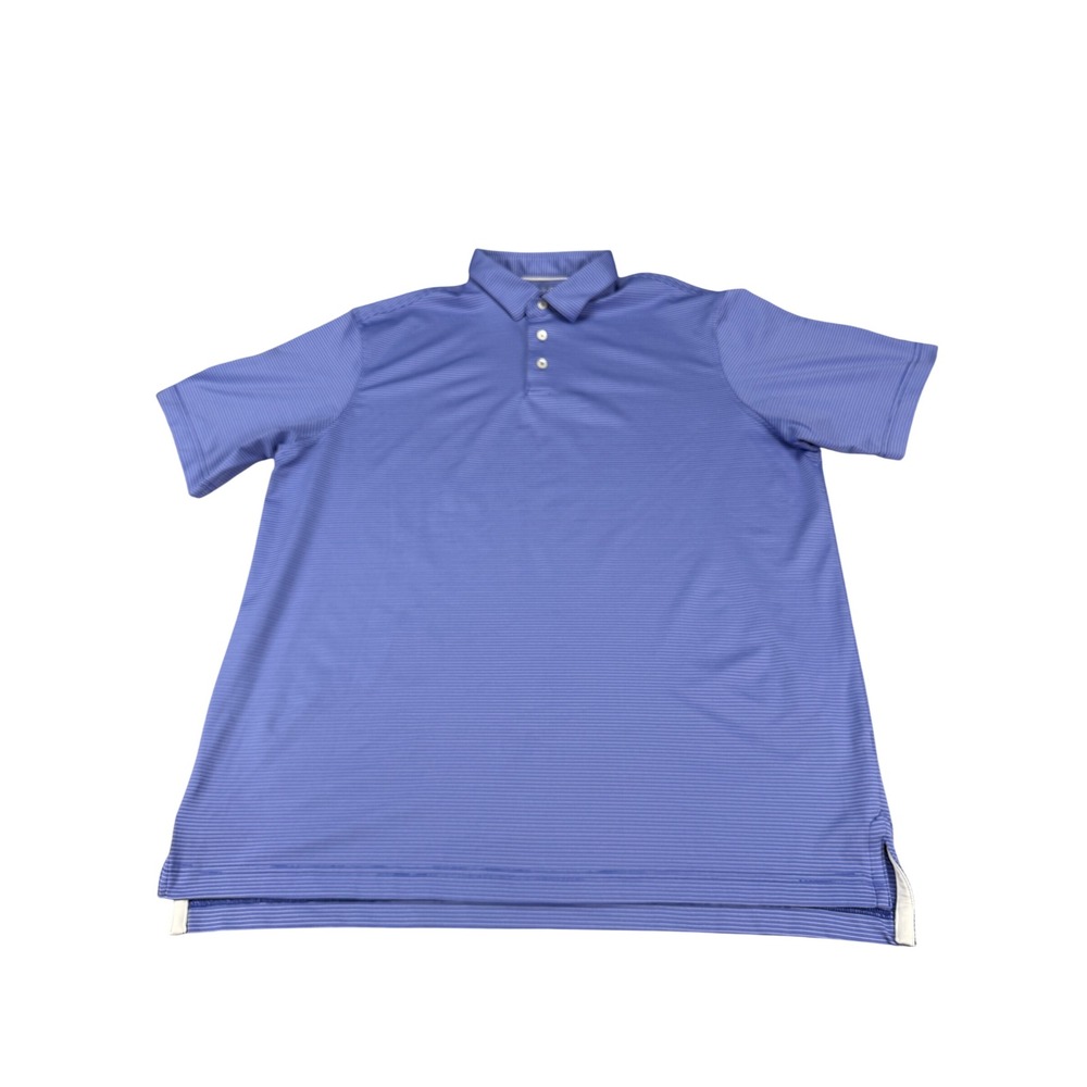 Johnnie-O Mens XL Blue Striped Performance Golf Polo Shirt Short Sleeve Stretch